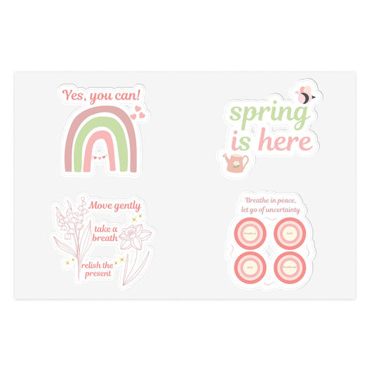 Spring-Inspired Affirmation Sticker Sheets for Positivity and Motivation