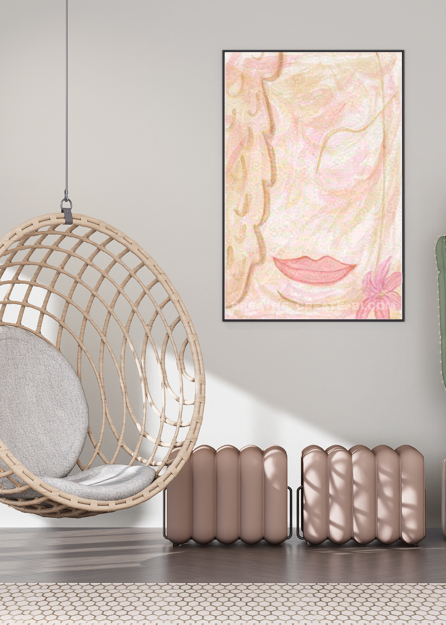 Soft glow - Feminine Watercolor Portrait for Inner Peace & Sacred Reflection