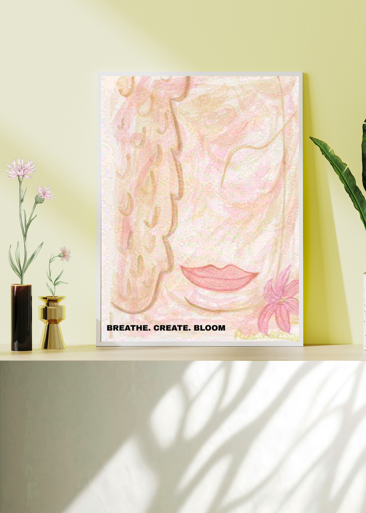 Soft glow - Feminine Watercolor Portrait for Inner Peace & Sacred Reflection