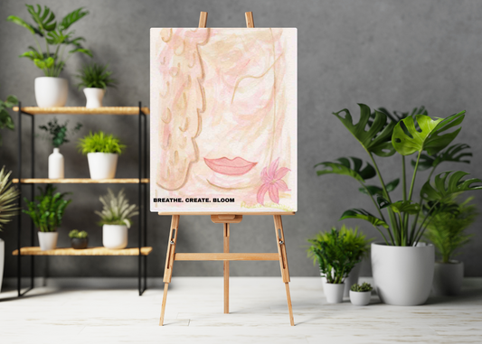 Elegant Soft Glow Pink Canvas Wall Art, Feminine Home Decor, Inspirational Gift, Modern Living Room Art, Floral Print, Unique Art Piece