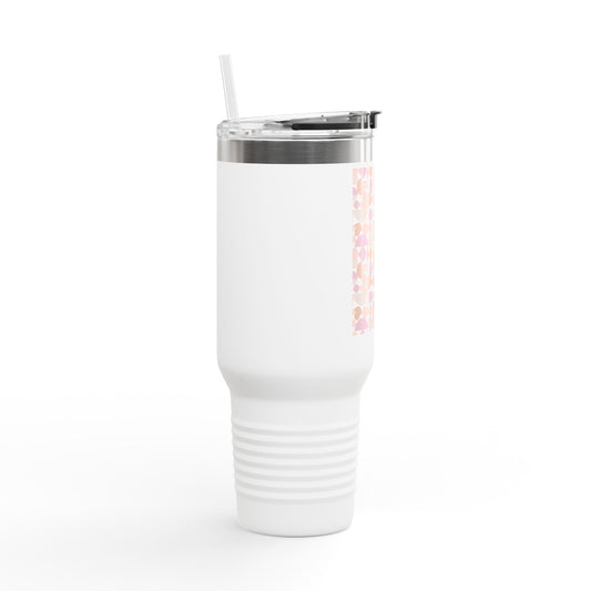 Chic Geometry Heart Insulated Travel Mug - 40oz with Heart & Bubble Design